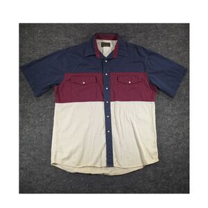Rustler by Wrangler Men's L Colorblock Short Sleeve Button-Up Shirt Pockets